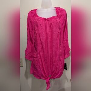 I.N. Studio Fuchsia Blouse with Tie Detail Size 2x